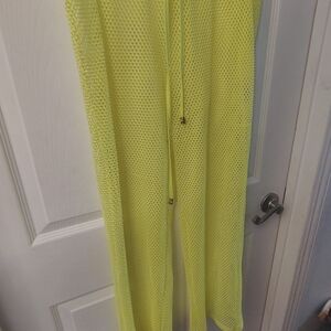 Neon Yellow Mesh Cover-Up with Drawstring